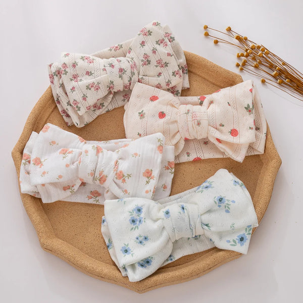 Stretchy Floral Bow Headband - Pack of 4