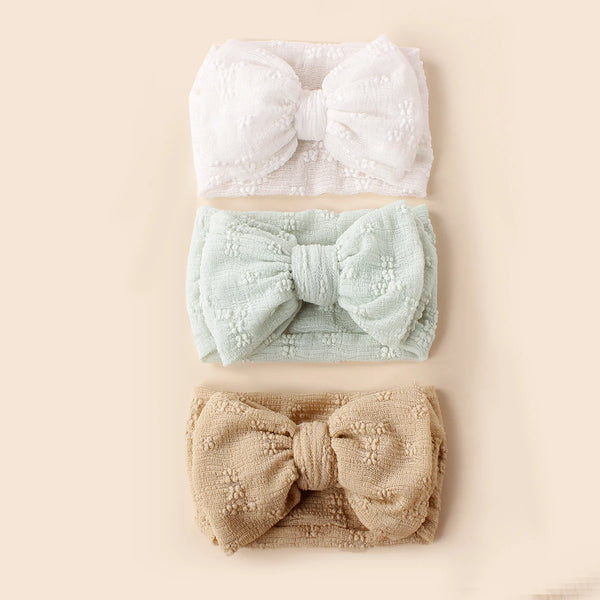 Stretchy Textured Bow Headband -  Pack of 3