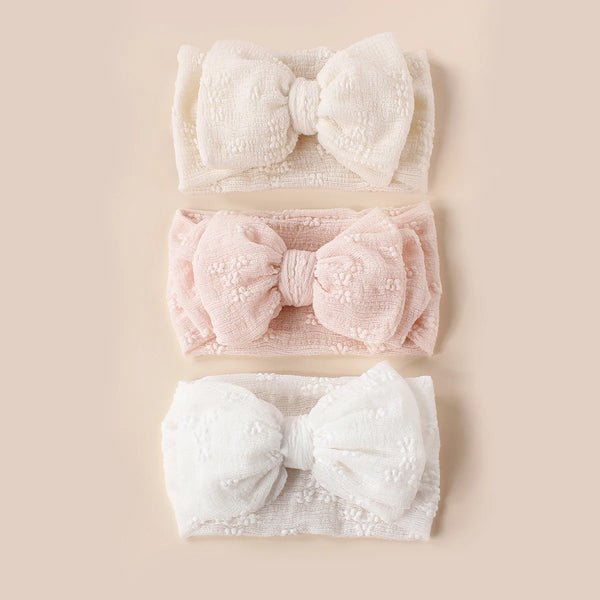 Stretchy Textured Bow Headband -  Pack of 3