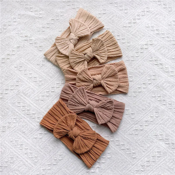 Stretchy Textured Bow Headband -  Pack of 5