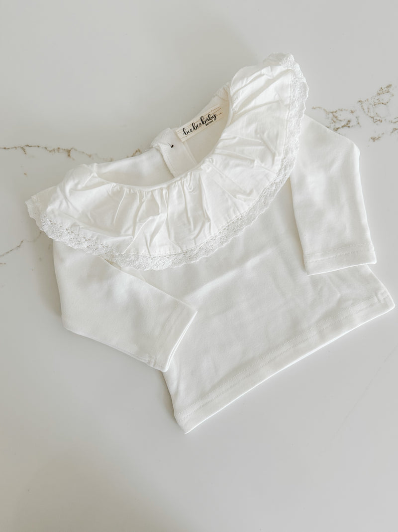 Long Sleeve Cotton Top - White
