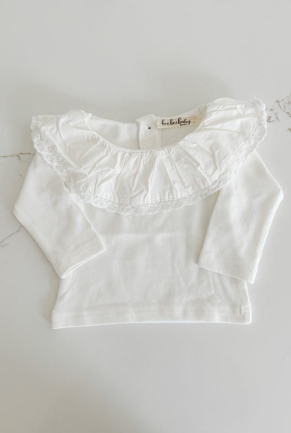 Long Sleeve Cotton Top - White