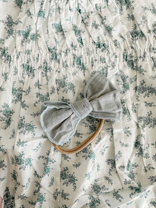 Linen Bow Headband - Teal