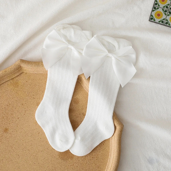 Knee Socks with Bow Appliqué