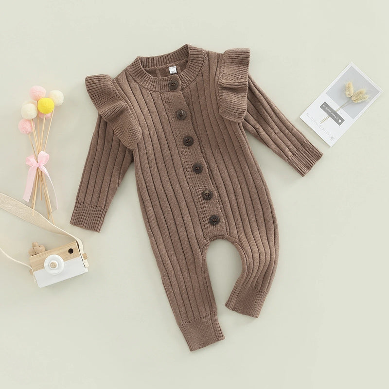 Ribbed Knit Jumpsuit - Coffee