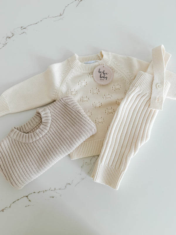 Textured Knit Sweater - Powder