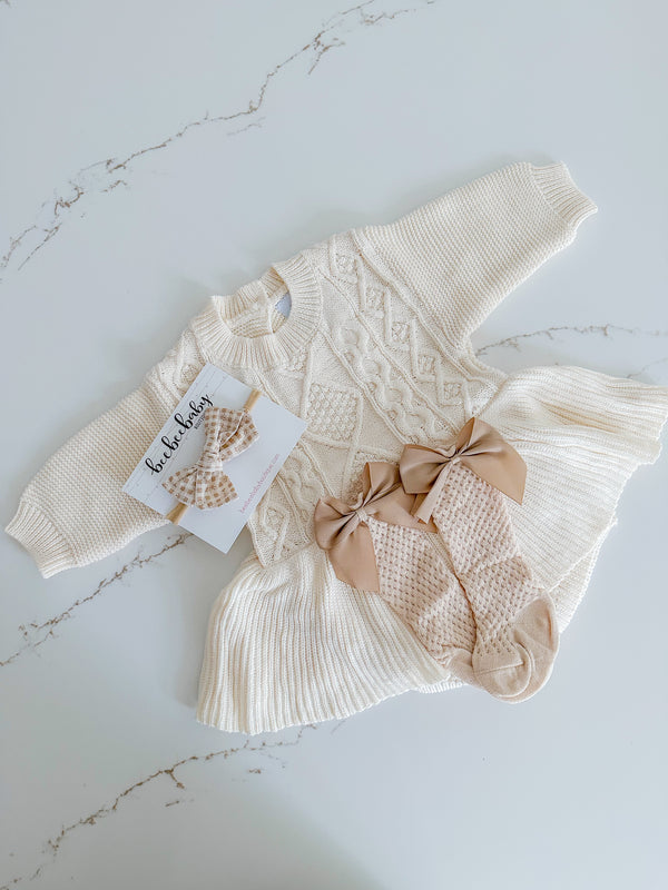 Cable Knit Dress - Powder