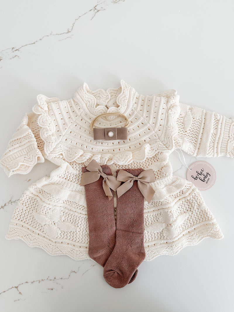 Textured Knit Dress- Milk