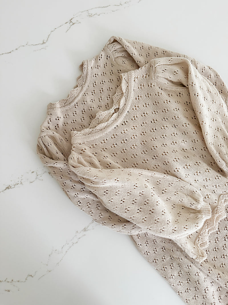 Hollow Out Knit Top - OAT