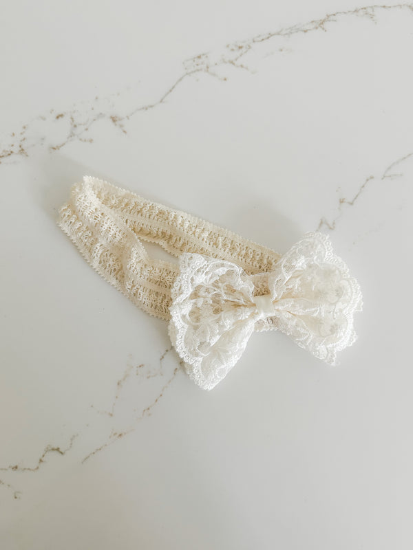 Lace Bow Headband - Cream