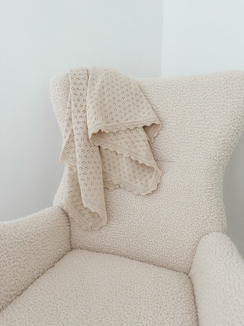 Hollow Out Knit Blanket - OAT