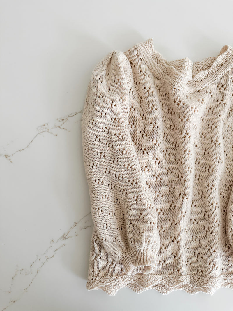 Hollow Out Knit Top - OAT