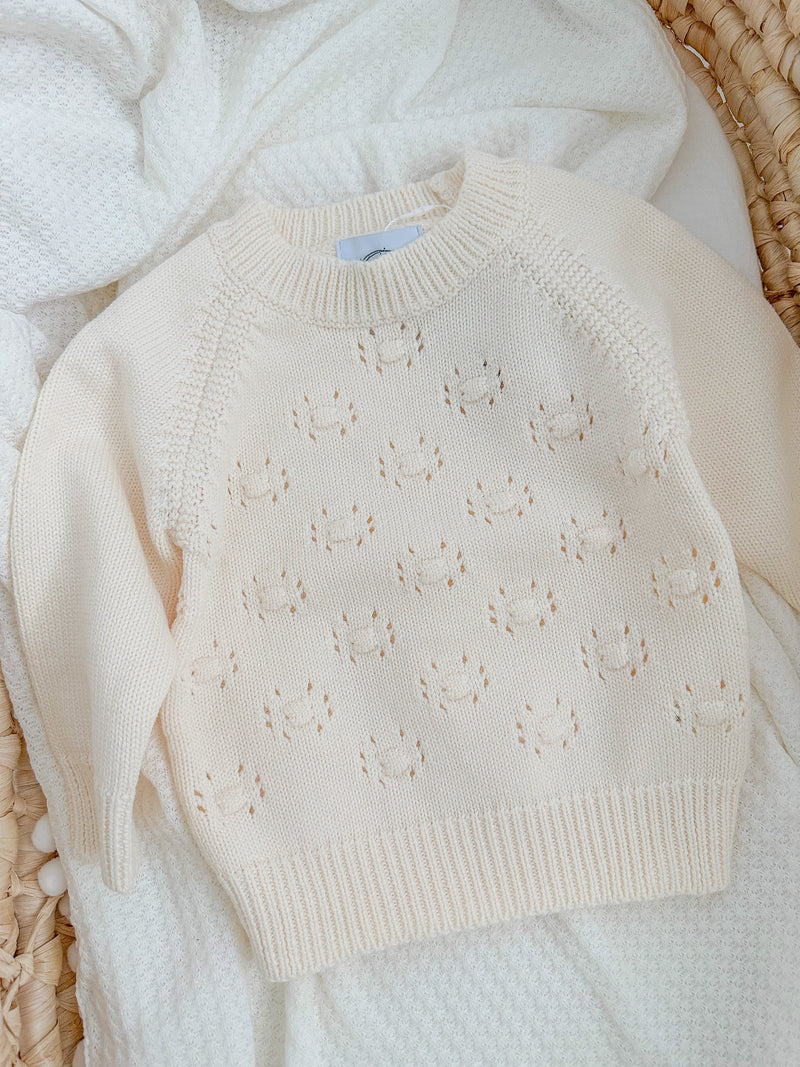 Textured Knit Sweater - Powder