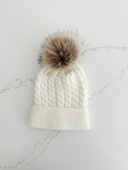 Cable Knit Hat- Milk