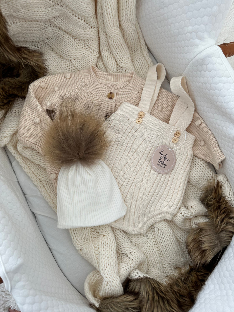 Textured Pom Pom Cardigan BeeBeeBabyBoutique