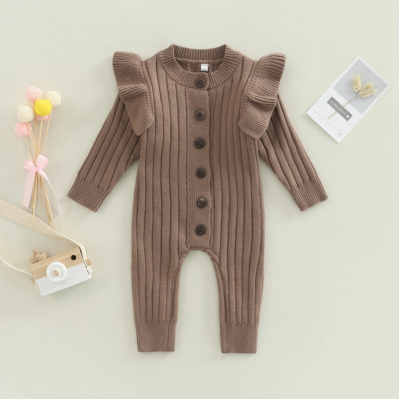 Ribbed Knit Jumpsuit - Coffee